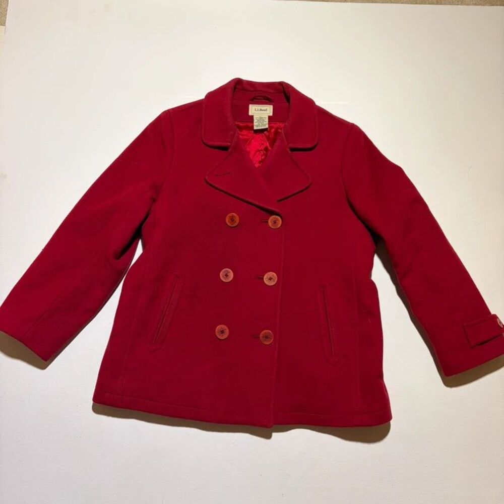 Vintage LL Bean Red Wool Pullover Coat Women's size 14P